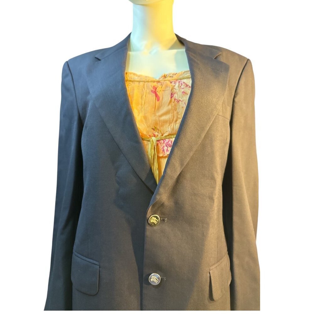 Burberrys Vintage Mens Wool Blazer Saks 5th Avenue Navy Sz Missing 43"Chest EUC - Picture 4 of 10